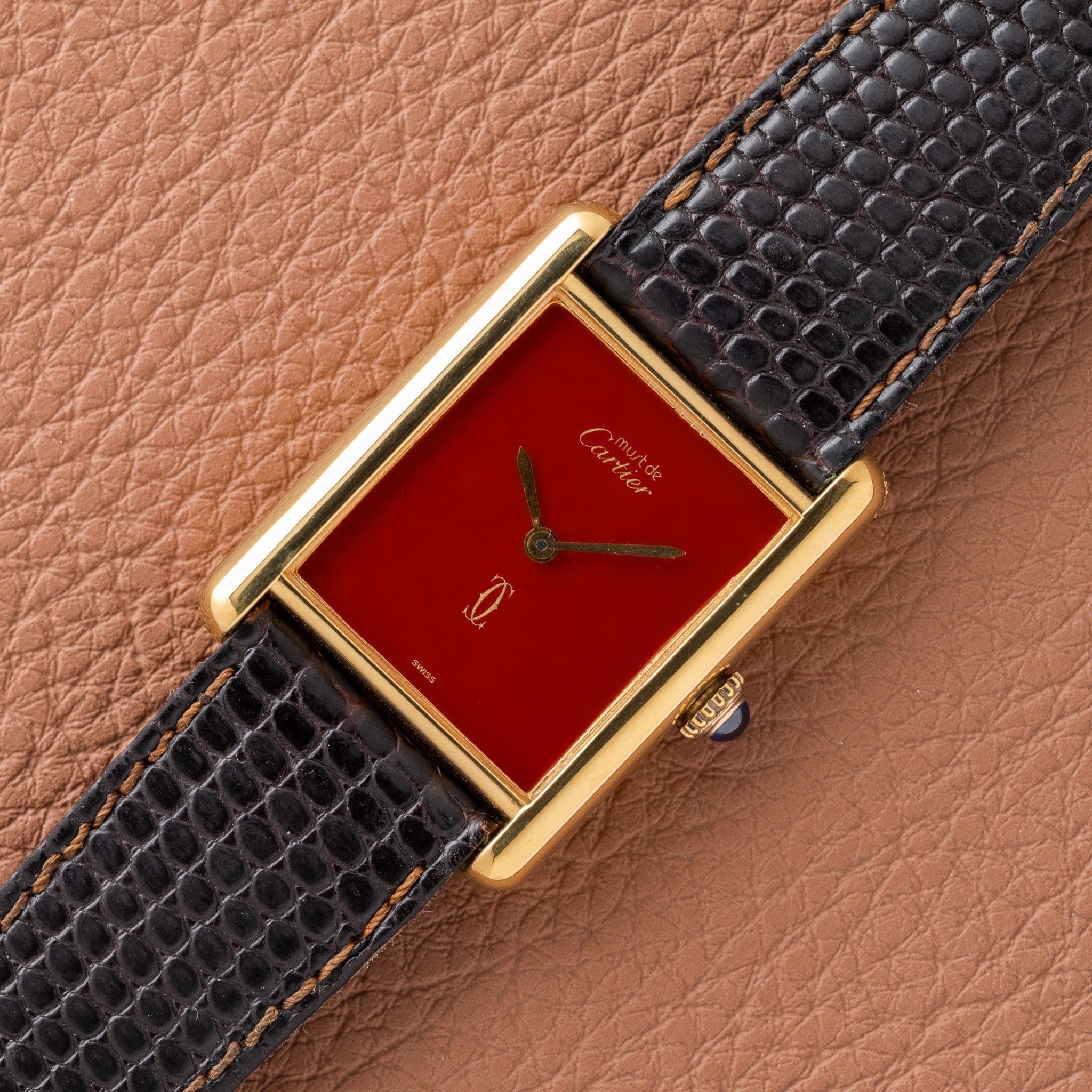 1970s Cartier Must Tank Rare 'True Red' Dial - Manual Wind