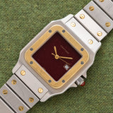 Cartier Santos Carree Two Tone Burgundy Dial (Ref. 2961)