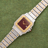 Cartier Santos Carree Two Tone Burgundy Dial (Ref. 2961)