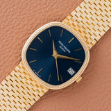 1980s Patek Philippe Blue Jumbo Ellipse With Brick Bracelet (Ref. 3734)