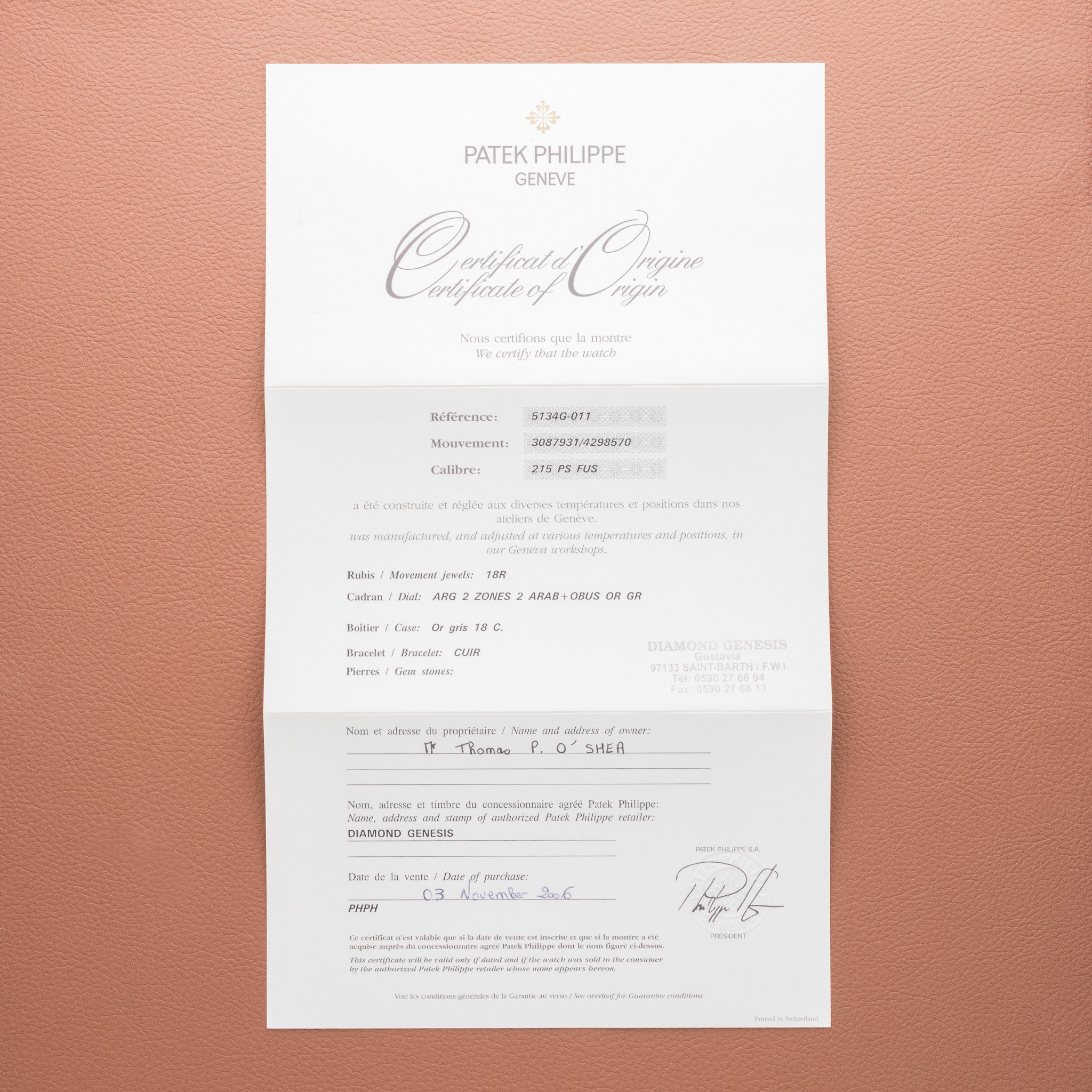 Patek Philippe Travel Time White Gold - Papers and Service Tag