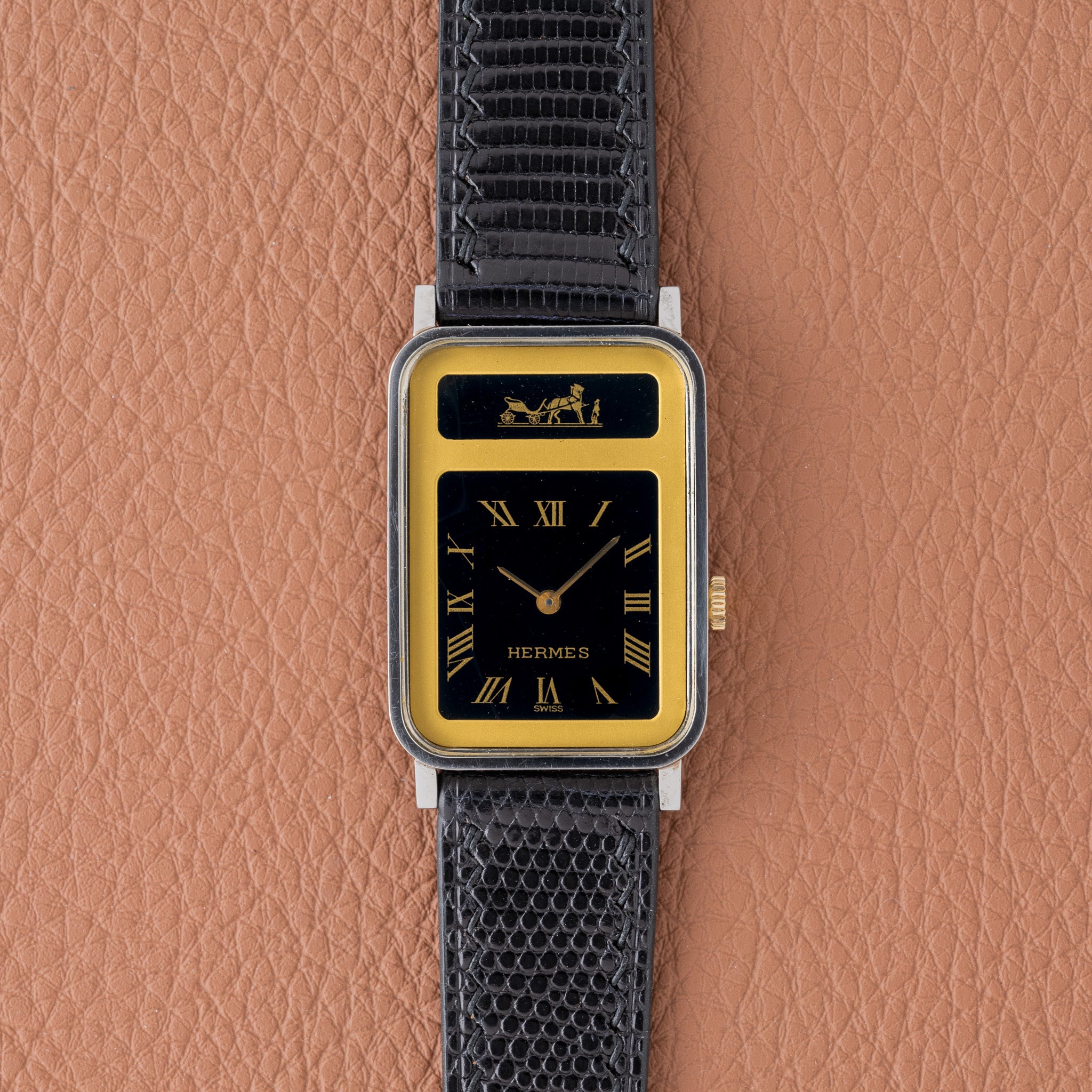 1980s Hermès Caleche Gilt Tank Manual Wind – Huntington Company