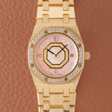 2000s Audemars Piguet Mini Royal Oak Gold Pink Pearl Diamond Dial (Ref. 67371BA)