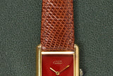 Cartier Tank Must De Cartier Burgundy Red Dial **Pending Sale**