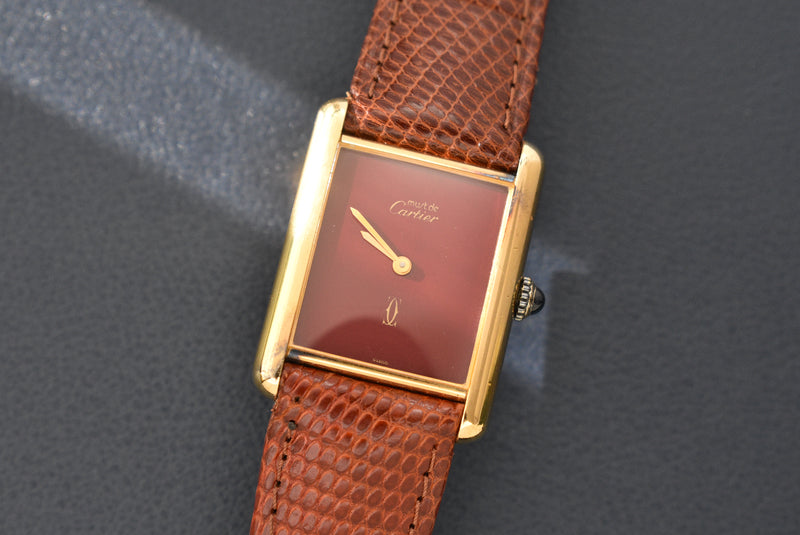 Cartier Tank Must De Cartier Burgundy Red Dial **Pending Sale**