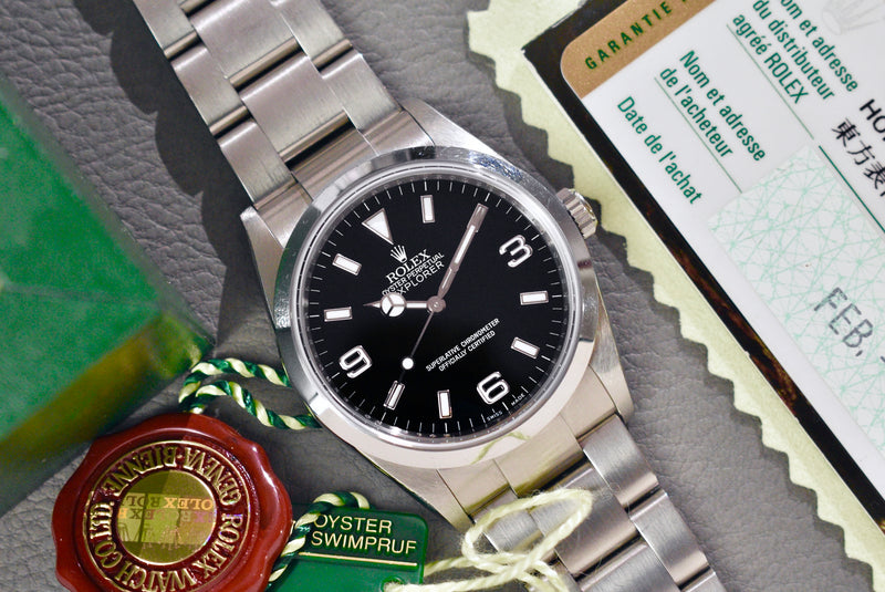 2007 Rolex Explorer 1 114270 Complete Set With Engraved Rehaut