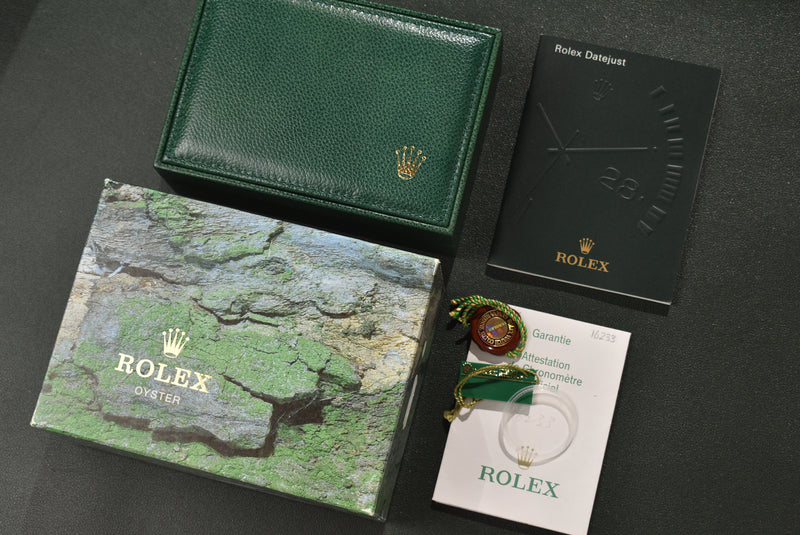 2001 Rolex Datejust 16233G Factory Diamond Dial Complete Set