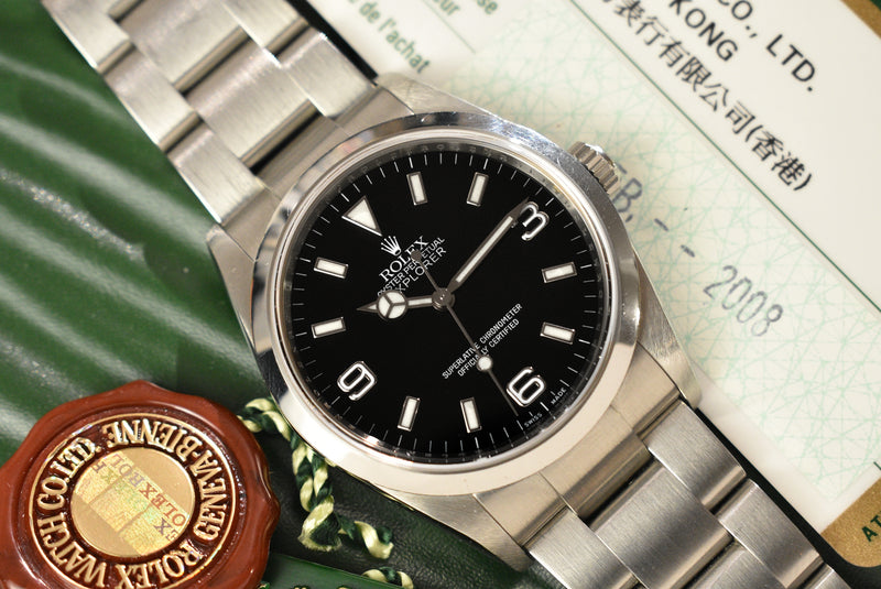 2007 Rolex Explorer 1 114270 Complete Set With Engraved Rehaut