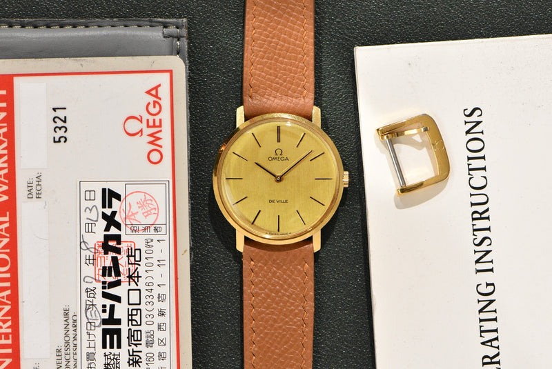 Omega Deville Solid Gold Shimmer Dial With Warranty Card