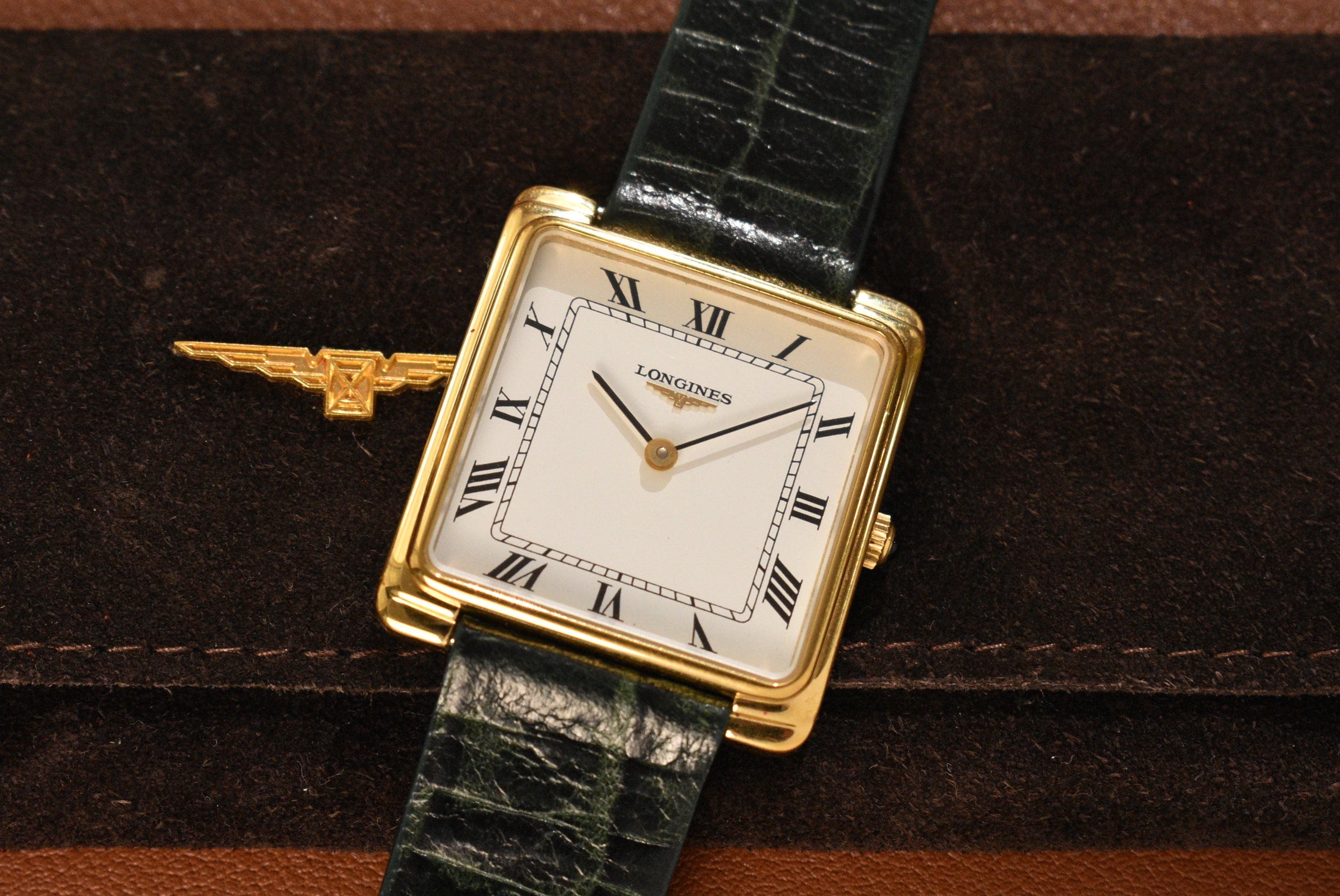 1969 Longines Tank Square Jumbo with Pouch Huntington Company