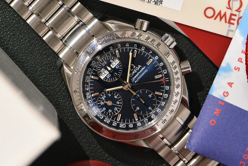2001 Omega Speedmaster Triple Calendar 3523.80 Complete Set With Service Papers