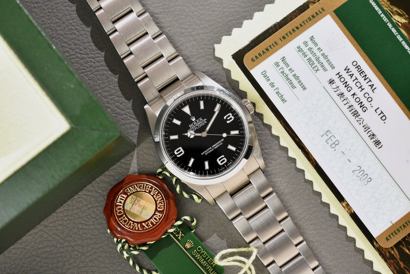 2007 Rolex Explorer 1 114270 Complete Set With Engraved Rehaut