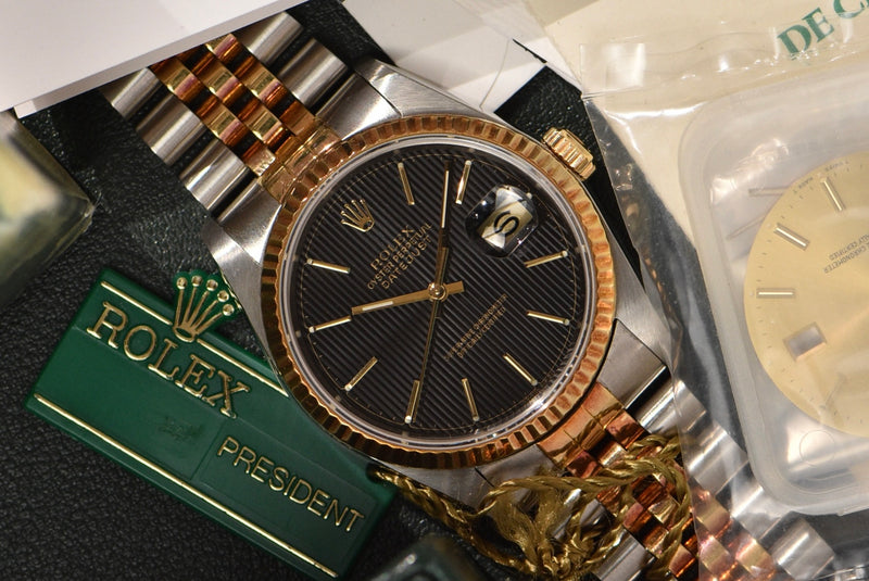 1989 Rolex Datejust 16233 Tapestry With Box, Papers, Service and Extra Dial