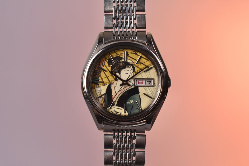 1970s Seiko Lord Matic Ukiyo-E “Lady Under Umbrella” 5606-7072