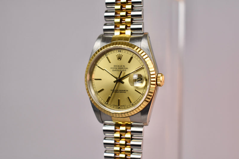 1989 Rolex Datejust 16233 Champagne Dial Box and Papers