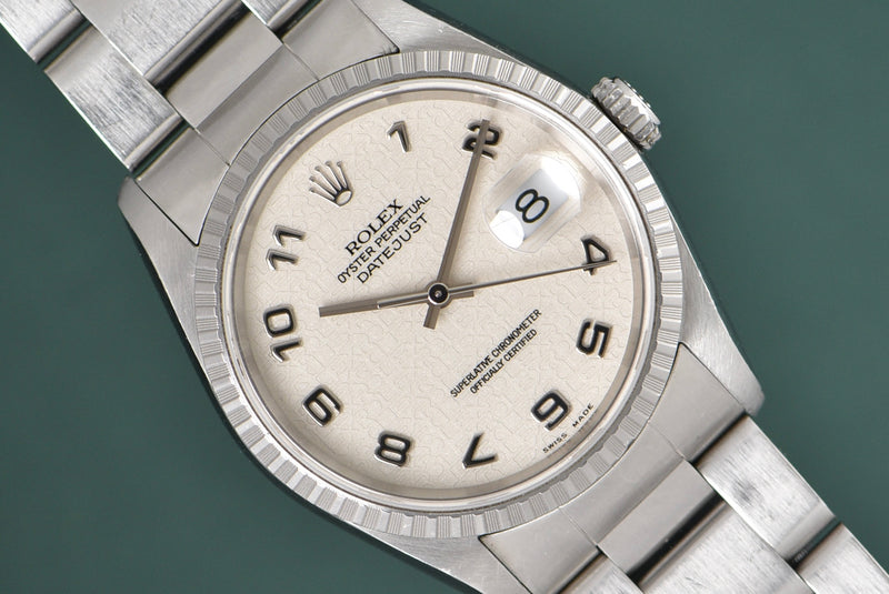 2000 Rolex Datejust 16220 Ivory Arabic Anniversary