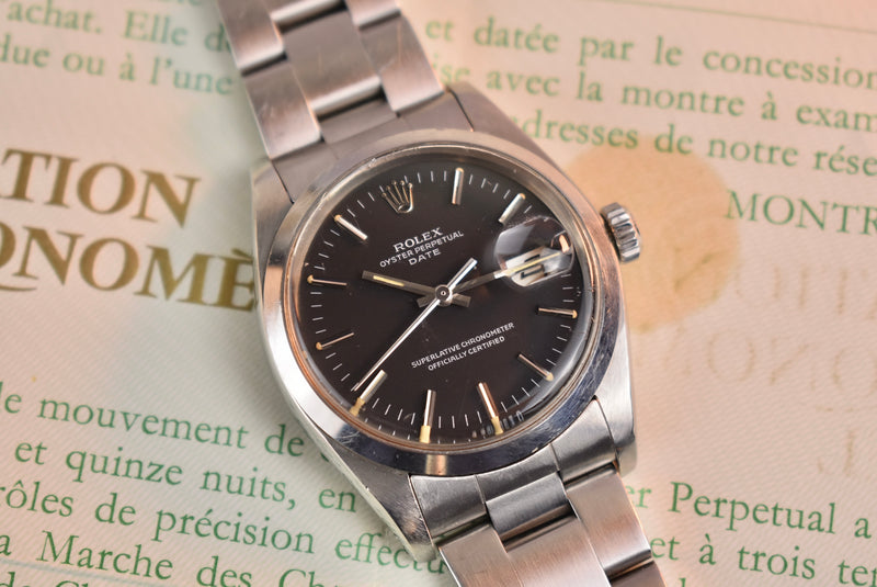 1978 Rolex Date 1500 Matte Black Sigma Dial With Papers