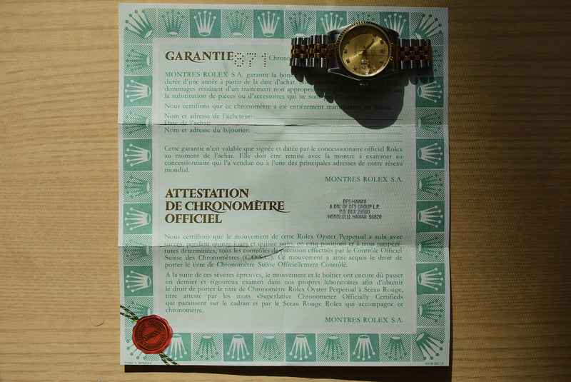 Rolex Datejust ref 16233 Papers