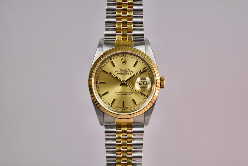 1989 Rolex Datejust 16233 Champagne Dial Box and Papers