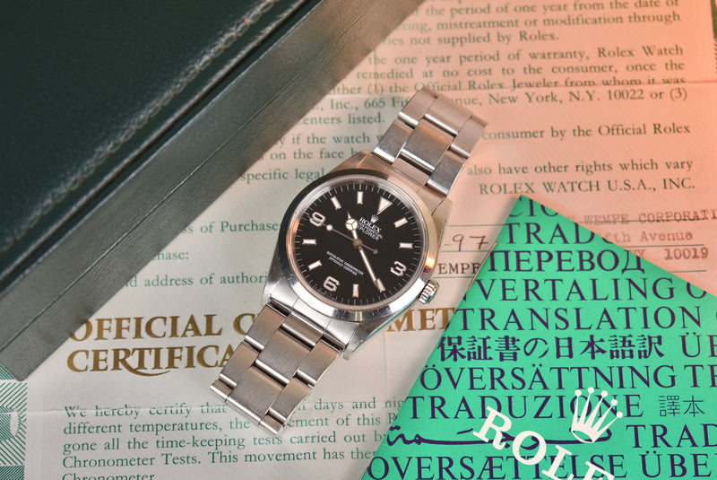 1996 Rolex Explorer 14270 Tritium Dial with Box and Papers