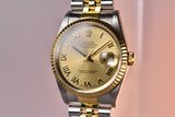 1996 Rolex Datejust 16233 Champagne Roman Complete Set