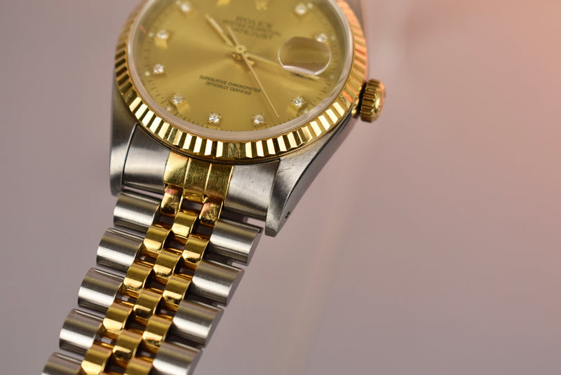 1993 Rolex Datejust 16233 Diamond Dial Box and Papers