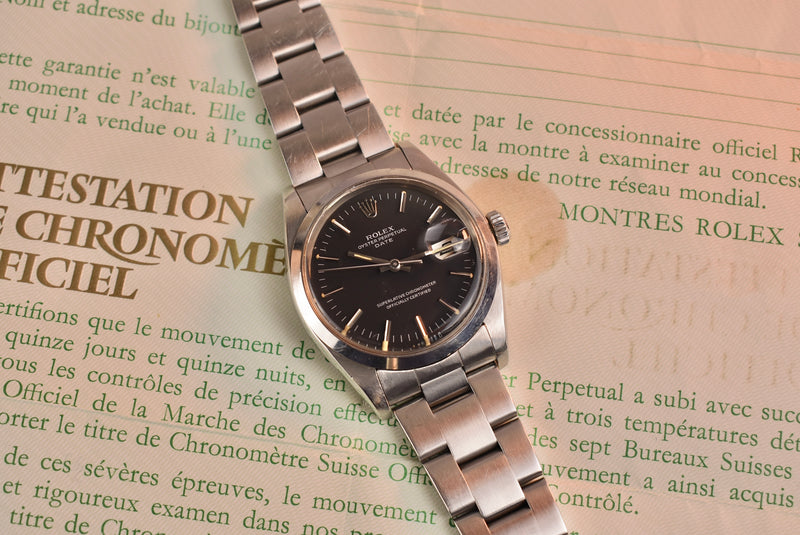 1978 Rolex Date 1500 Matte Black Sigma Dial With Papers